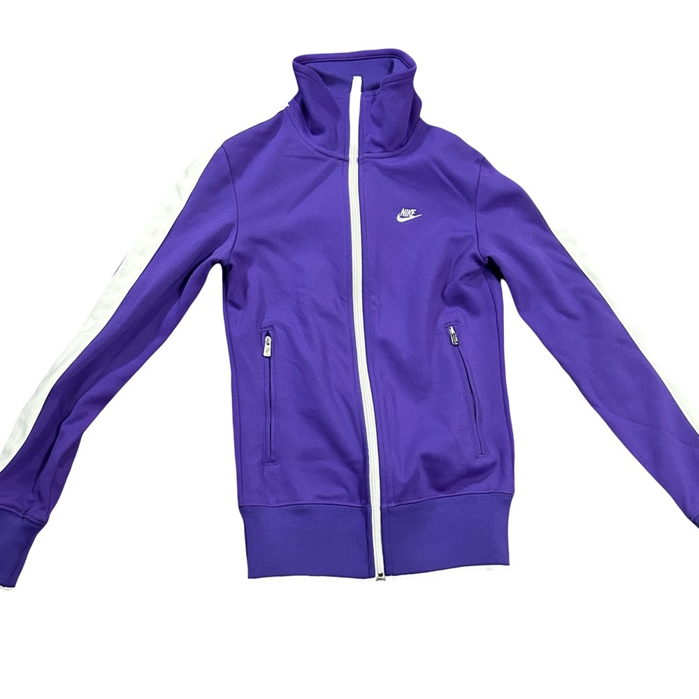 Vintage-Style Purple Nike Track Jacket Size:XS